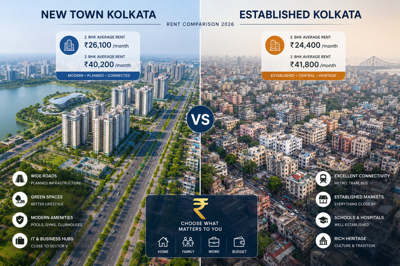 New Town Kolkata Rent vs Kolkata Rent: Which Is More Affordable in 2026?